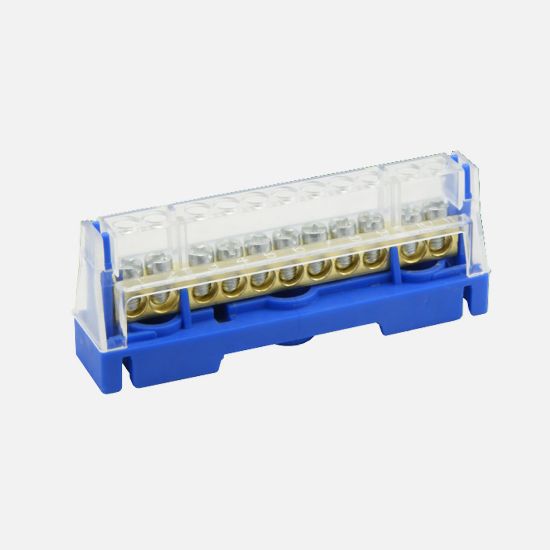 Imagen de Terminal de neutro atornillada 11 orificios 2x6AWG + 9x8AWG 750VCA Azul